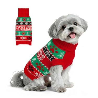 Imagem de Petdream Suéter de Natal para cães pequenos, médios, grandes, meninas, machos, gola de tricô, macio, quente, festivo, férias, inverno, roupas divertidas para brincar em ambientes internos e externos