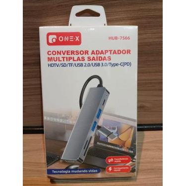 Imagem de Adaptador Hub Tipo C USB 2.0 e 3.0 com HDMI e Slot para Cartão SD TF -