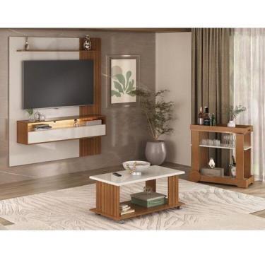 Imagem de Kit 3 Peças, Painel ripado para Tv até 65 Polegadas, Bar e Mesa de Cen