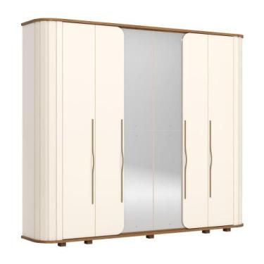 Imagem de Guarda Roupa Premium Ripado 6 Portas 6 Gav. Off White/Nature - Henn