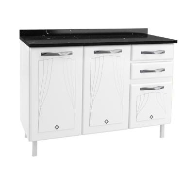 Imagem de Balcao de Pia em Aco 3 Portas 2 Gavetas 120cm com Tampo Star New Telasul