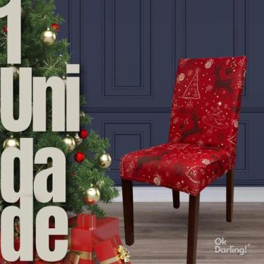 Imagem de Capa de Cadeira Natalina Cervo - Vermelho - OK Darling