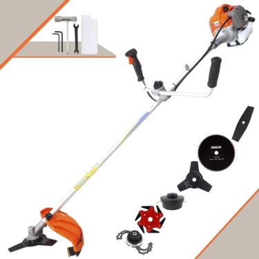 Imagem de Cortador de Grama Vulcan VR430P 2T 43cc 1,7HP Com Guidão Anti-Vibração 6 Opções de Corte Com Facas 2 Pontas, 3 Pontas, 6 Pontas, 80 Dentes e Trimmer