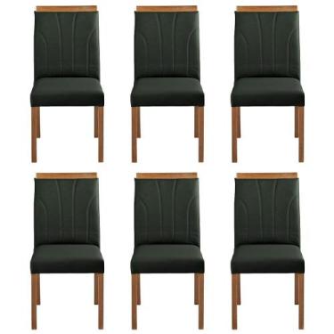Imagem de Kit 6 Cadeiras Decorativas Sala de Jantar Luxo Analice Facto Verde - M