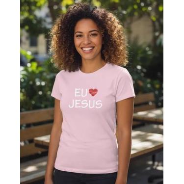 Imagem de Camiseta Jesus Amor Coração Fé Cristã Feminina Blusinha Baby Look - Bl
