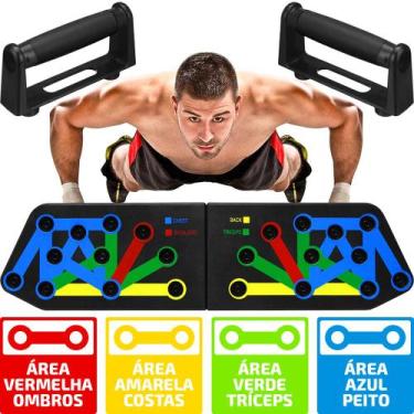 Imagem de Prancha De Apoio Para Flexão De Braço Com Alças Ajustáveis Treino Peit