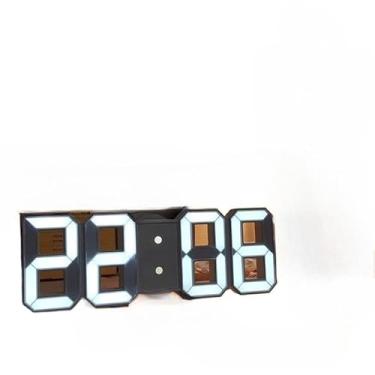 Imagem de Despertador Digital para Parede e Mesa, Design Moderno com Luz Noturna para Decoração e Quarto(Branca)