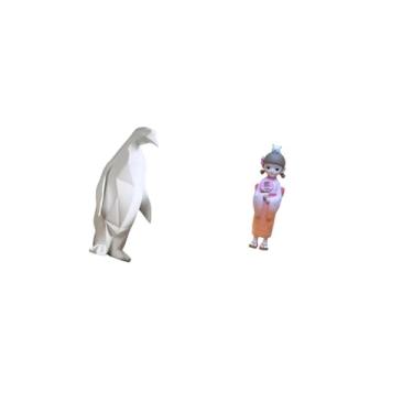 Imagem de Fenteer Estatueta de Resina de Gueixa Kabuki Pinguim, Artesanato Colecionável, Ornamento Decorativo, Estátua de Animal para Inauguração de Casa, Mesa, Bar, Qu