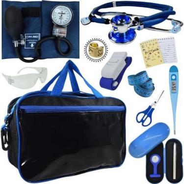 Imagem de Kit Bolsa Cores Aparelho de Pressao Esfigmomanometro Estetoscópio Pa M