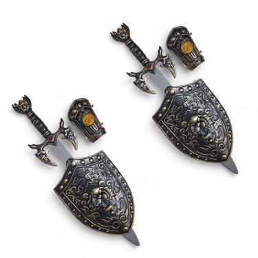 Imagem de 2 Kits Medieval Espada Manopla Escudo Leão Infantil Jr0344