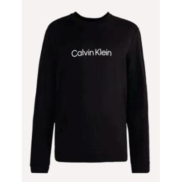 Imagem de Moletom Calvin Klein Masculino Crewneck CK Front Preto-Masculino