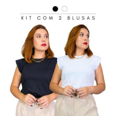 Imagem de Blusa Feminina Básica Social Muscle Tee com Ombreira Barata Kit com 2 