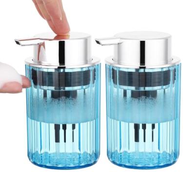 Imagem de Segbeauty Dispensador de sabonete de espuma recarregável azul de 293 ml, 2 peças, recipiente vazio de 300 ml, frasco de espuma de plástico para lavagem facial para cozinha, dispensadores de sabão de