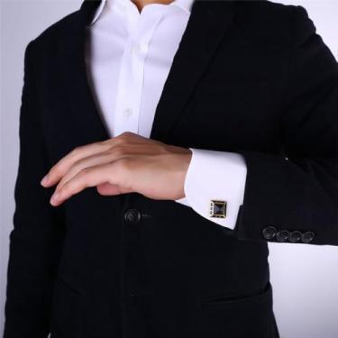 Imagem de Abotoaduras para homens abotoaduras quadradas camisas acessórios, One Size, Aço inoxidável, Sem Pedra Preciosa