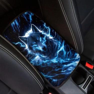 Imagem de Horeset Capa de apoio de braço de carro Lightning Wolf protetor de decoração de console central, almofada de descanso de braço automotivo antiarranhões fácil de instalar