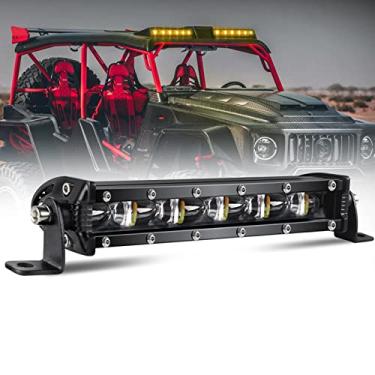 Imagem de CO LIGHT Barra de luz LED única de 17,78 cm fina fileira única feixe de luz de condução off-road luzes de trabalho de neblina com suportes de montagem e refletores 6D para caminhão, carro, cabine,