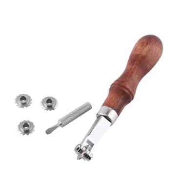 Imagem de Ferramenta de artesanato de costura espaçadora de couro, conjunto espaçador de artesanato de couro com quatro rodas, ideal para perfurador de design DIY. Aderência confortável, costura fácil para