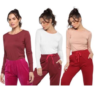 Imagem de Kit 3 Blusas Rainha Casual Elastic Feminina