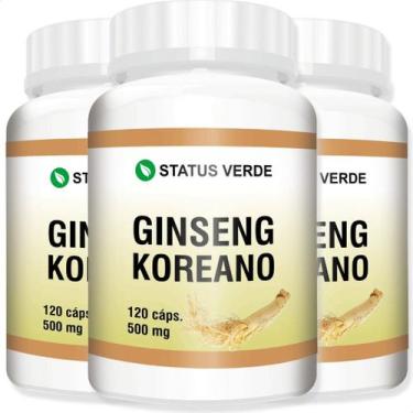 Imagem de 3 Potes Ginseng Koreano Kit 360 Cáps 500mg Natural - Suplemento Natura