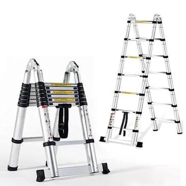 Imagem de Escada alumínio Telescópica dupla 16 degraus 2,4/5m Starfer