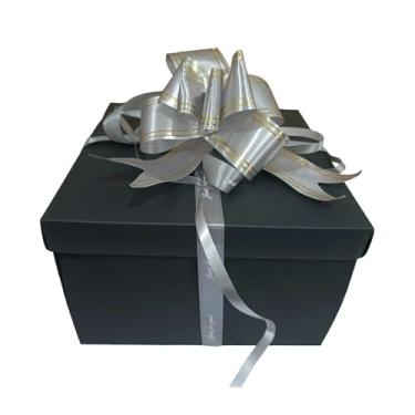 Imagem de IEUDNS Caixa de presente de cinco camadas, caixa para lanches, álbum de fotos, recipiente para scrapbook, ideal para aniversários e casamentos, Preto E Cinza