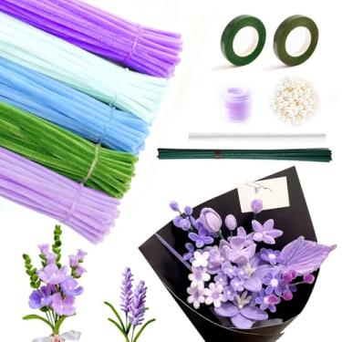 Imagem de GOOGO Conjunto de 500 peças de materiais de arte e artesanato para crianças DIY atividades e festas limpadores de cachimbo conjunto de artesanato (azul-roxo)