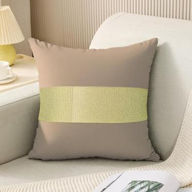 Imagem de Fronha decorativa de diamante dourado de alta qualidade com padrão geométrico para sofá, sofá, quarto, hotel (Cáqui)