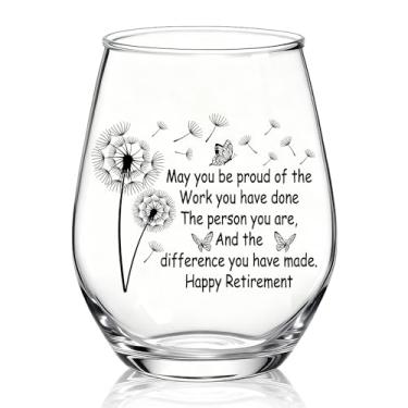 Imagem de XQLZY May You Be Proud Of The Work You Have Done Taça de vinho sem haste, presentes engraçados de despedida de aposentadoria para mãe, avó, tia, melhor amiga, presentes de Natal, aniversário, Ação de