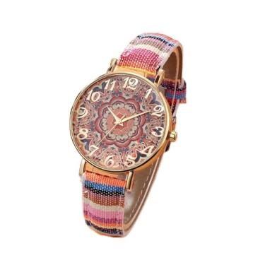 Imagem de sumayin Relógio feminino com alça tecida fashion com estampa de arco-íris relógios femininos boho hippie estilo casual maravilhoso presente feminino boêmio, 6