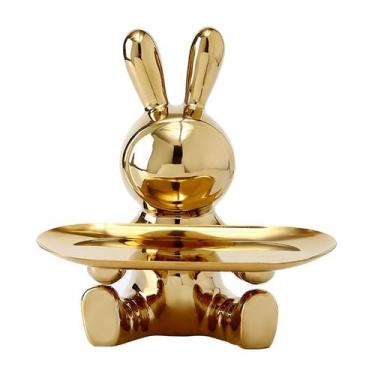Imagem de Porta-chaves de entrada para estatueta Candy Dish Rabbit Gold - B Baos