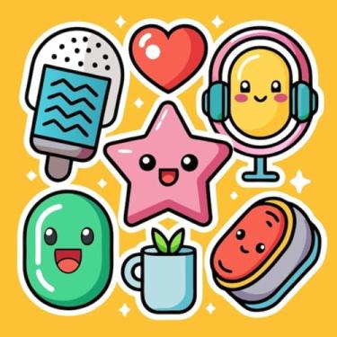 Imagem de Adesivos Kawai Infantil para Quarto e Cadernos Conjunto de Stickers Coloridos e Divertidos 40x40cm