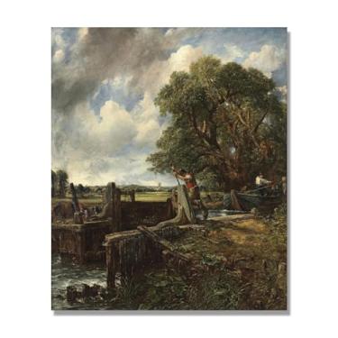 Imagem de NHLDZYH Arte de parede John Constable, (The Lock), pôster de pinturas famosas, decoração de parede com impressão de imagem retrô de romantismo. Apenas tela de 60 x 72 cm - 23,6 x 28,3 pol
