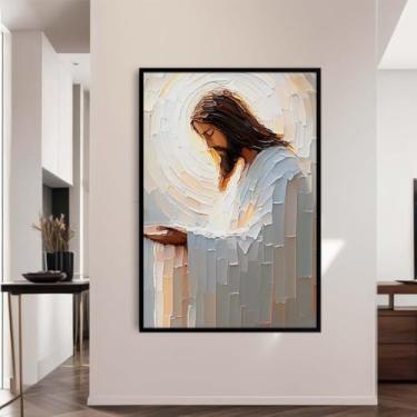 Imagem de Quadro Decorativo Cristão; Jesus A Benção; Quadros bíblicos; Versículos Bíblicos; Quadro com Mensagem Motivacional; Motivação; Quadro para Sala de estar; (Moldura Preta, 40x30, Emoldurado)