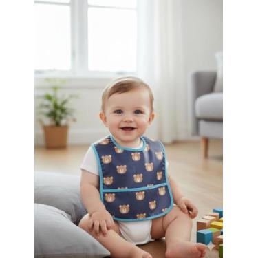 Imagem de Babador Impermeavel Com Bolso Cata Migalhas Unissex Infantil Buba - Pi
