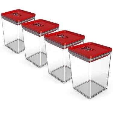 Imagem de Kit Pote Mantimento Hermético 4 Peças 1,5L Organizador Cozinha Dispens