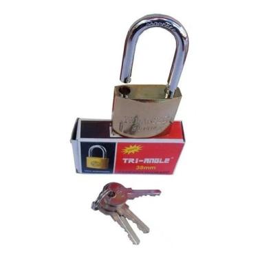 Imagem de Cadeado 38mm Com 3 Chaves Tri-Angle Dourado Malas Correntes Armários