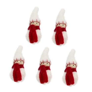 Imagem de OSALADI 5 peças de enfeites de feltro de boneco de neve de Natal feitos à mão, decorações de feltro de lã para encantadores acessórios de mesa para celebração de Natal