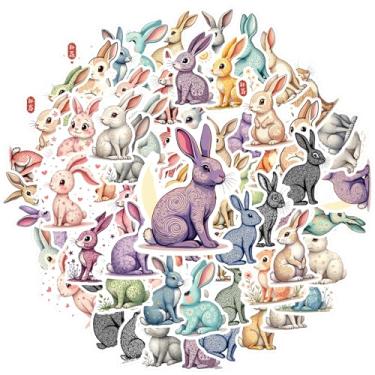 Imagem de 50 peças de coelhinho fofo animal adesivos de brinquedo de papelaria adesivos vibrantes para mala geladeira telefone bagagem laptop guitarra carro adesivo brinquedos laptop bagagem scrapbook diário