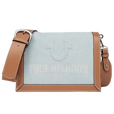 Imagem de True Religion Bolsa transversal, bolsa de ombro com vários compartimentos com alça ajustável, azul claro