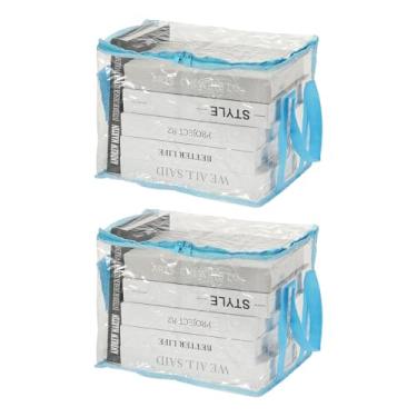 Imagem de PATIKIL Sacos de armazenamento transparentes de 32 x 24 x 25 cm, 2 unidades de sacos de armazenamento de plástico transparentes pequenos organizadores com zíper, organizador de lençóis de cama