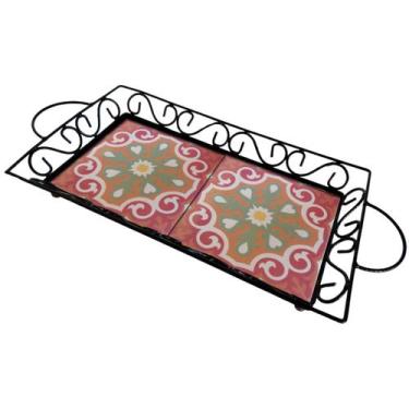 Imagem de Bandeja Café da Manhã Ferro com 2 azulejos - Estilo Rústico