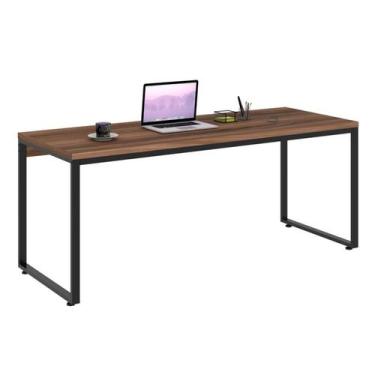 Imagem de Mesa de Escritório Kuandra Nogal e Preta - Mobly