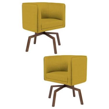 Imagem de 2 Poltronas Madeira Betina B-279 Veludo Mostarda Domi