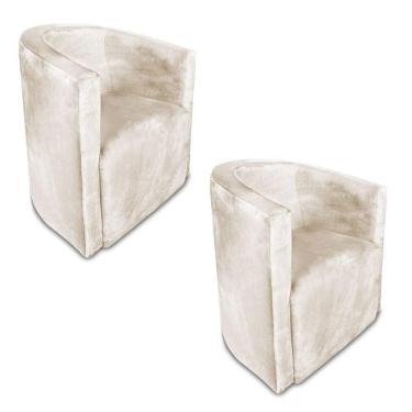 Imagem de Kit 02 Poltronas Decorativa Lyon Veludo - Pallazio Cor Bege