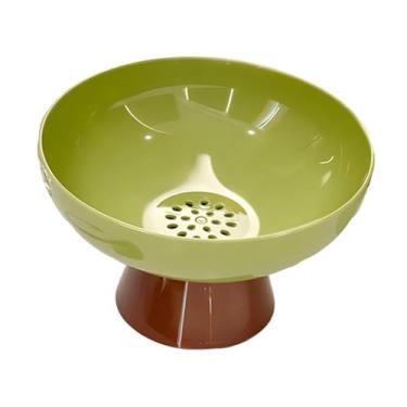Imagem de Fenteer Fruteira elevada com orifícios de drenagem, pedestal removível, prato leve para petiscos, Verde