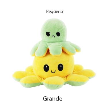 Imagem de Polvo Reversível Humor Grande Tiktok Pelúcia Amarelo E Verde