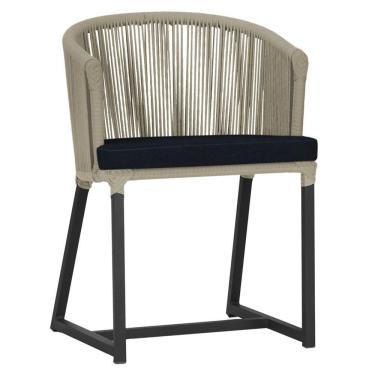 Imagem de Cadeira De Jantar Noronha Alumínio Preta E12 Trama  Rami