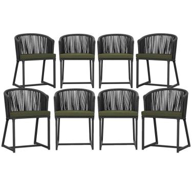 Imagem de 8 Cadeiras De Jantar área Noronha Preta E13 Trama Original Preto