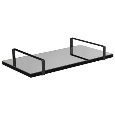 Imagem de Bandeja Espelhada 25x50cm Borda Infinita Alça Preta