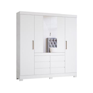 Imagem de Roupeiro Espelhado Casal 4 Portas Vancouver Branco